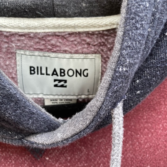 Billabong Red Two-Tone Hoodie L Cotton Pockets Beach Outdoor Logo RN99064 - Picture 8 of 11